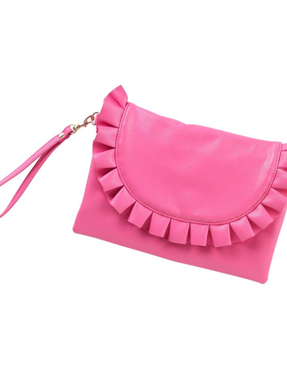 NWT Ruffle-Trim Hot Pink Viv and Lou Crossbody Chloe Bag - Picture 2 of 9